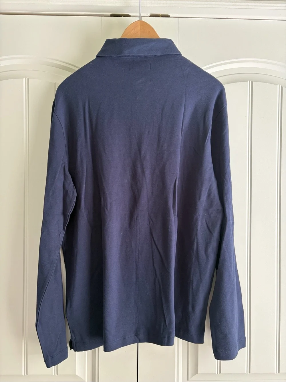Banana Republic NWT Mens 100% Cotton Navy Blue Long Sleeve Polo Shirt Size Large